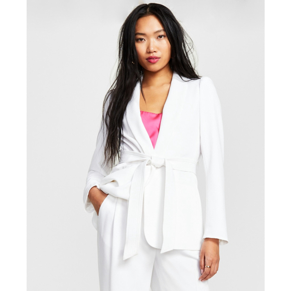 Bar III Jackets & Blazers - Bar III Women's XXL White Textured Belted Tie-Waist Lined Jacket NWT